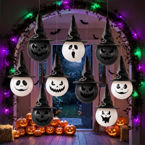 Halloween Witch Hat Decorations Set - Outdoor Balloon & Hanging Decor