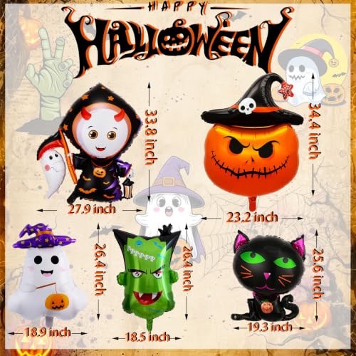 Halloween Party Balloons Set with Ghost, Cat, Pumpkin & Monster Shapes - 5 pcs