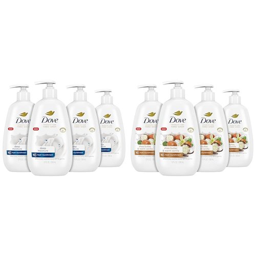 Dove Advanced Care Hand Wash Deep Moisture 4 Count for Soft, Smooth Skin, More Moisturizers & Advanced Care Hand Wash Shea Butter & Warm Vanilla 4 Count for Soft, Smooth Skin