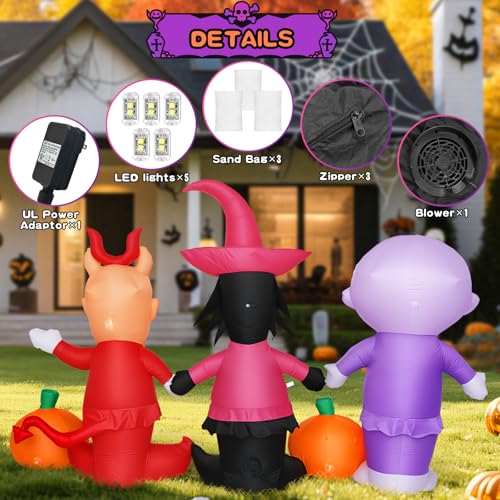 5 Ft Halloween Inflatable Yard Decoration with LED Lights - Spooky Outdoor Halloween Decor
