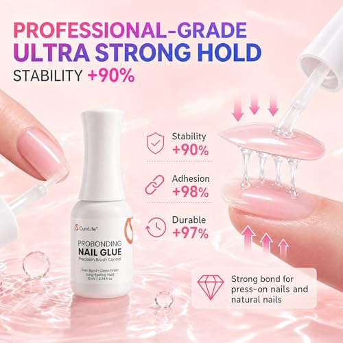 Press-On Nail Glue with Precision Brush - Strong Bond, Easy Removal, 10ml