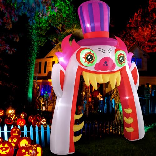 13ft Clown Arch Halloween Inflatable Decoration with LED Lights for Outdoor Lawn Garden - Spooky Party Yard Decor