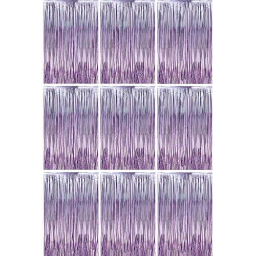 Light Purple Foil Fringe Backdrop Curtains - 3.3x6.6ft, 9pcs Party Decorations - Variation of THIS listing