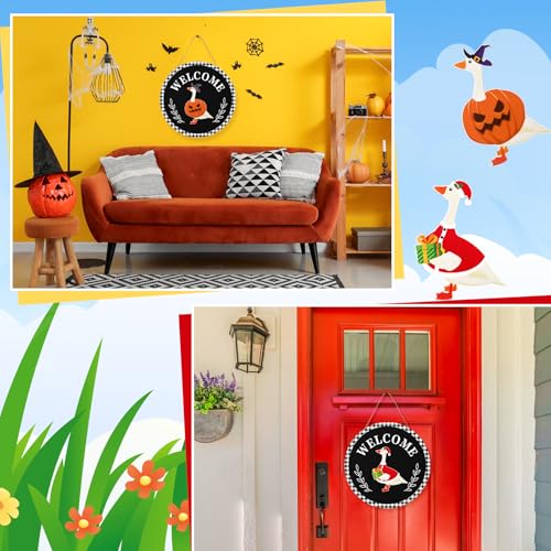 Black Interchangeable Halloween Welcome Sign - 12 Inch Front Door Decor