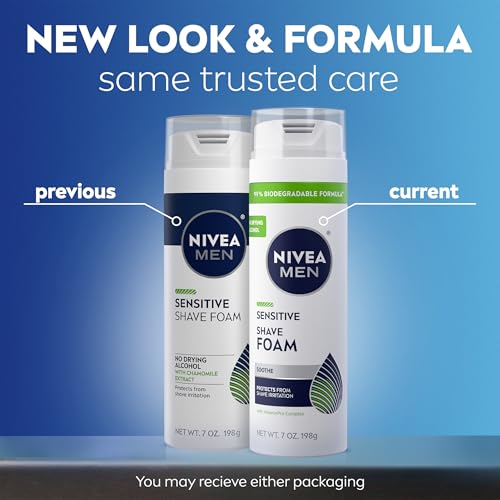 Sensitive Shave Foam for Men - Soothes Skin & Protects Against Irritation, 6 Pack 7 OZ