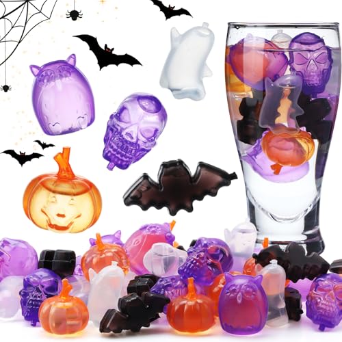 Halloween Reusable Ice Cubes Set - Ghost & 99 Other Shapes for Drinks & Decor - 100 Pieces