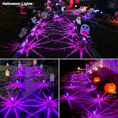 Halloween Solar Pathway Lights 10 Pack - Purple Outdoor LED Ghostly Decor