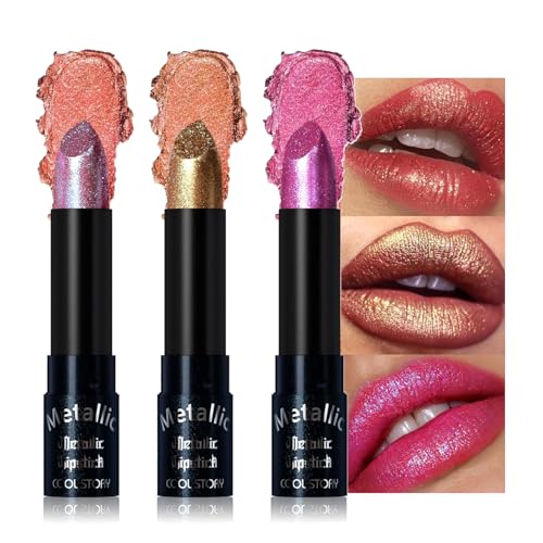 Metallic Glitter Lipstick Set - Shimmering Colors, Long Lasting Waterproof Matte - Set-B