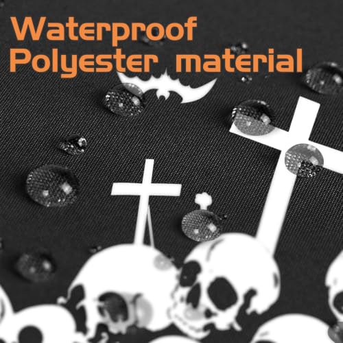 Halloween Rectangular Tablecloth 60 x 120 Inch Spooky Skull Flying Bat Design - Washable Indoor Outdoor Holiday Decor Variation of THIS listing