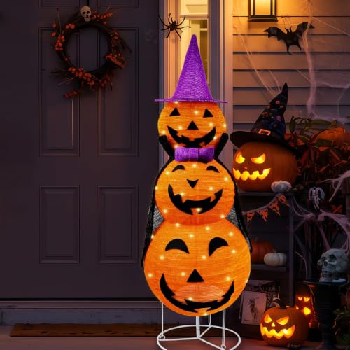 Halloween Collapsible Lighted Pumpkin Lantern with Cloak - 3.9FT Outdoor Decor