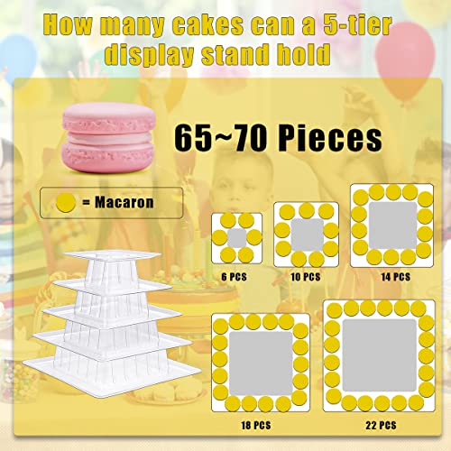 5-Tier Macaron Tower Stand - Clear Dessert Cake Display for Parties & Weddings