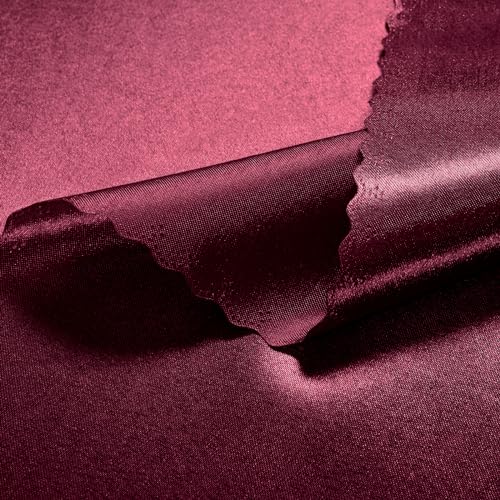 Set of 100 Burgundy Satin Scalloped Napkins 17x17 Inches for Wedding & Party