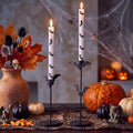 Halloween Bat Flameless Candles Set with Remote Timer - Gothic LED Tapers for Spooky Decor