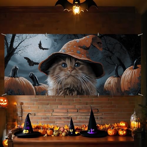 Halloween Garage Door Banner 6x13FT Pumpkin Skull Ghost Door Cover Outdoor Decor