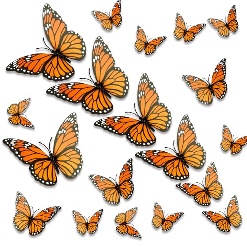 Monarch Butterfly Decorations - 24PCS 3D Fake Butterflies for Crafts, Halloween, Weddings & Home Decor - Style A