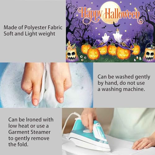 8x6ft Halloween Backdrop Banner Purple Spooky Ghost Pumpkin Photo Wall Decor - Variation of THIS listing