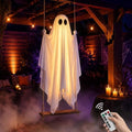Large 4.5FT Hanging Ghost Swing Halloween Decor with Remote & Adjustable Ropes
