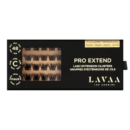 PRO Extend Lash System | 48 Lash Clusters in 4 lenghts: 10mm 12mm 14mm 16mm | Flat-Band All-Day Comfort | DIY Lash Extensions (V1 | VOLUME)