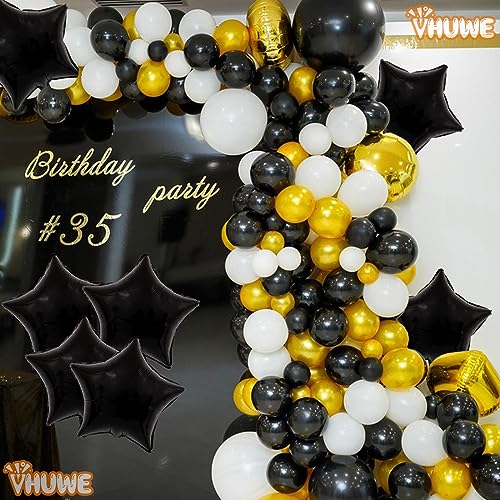 Black Star Balloons - 18 Inch Mylar Foil Helium Balloons for Birthday & Party Decorations - 10 Pcs - Black Star Shape