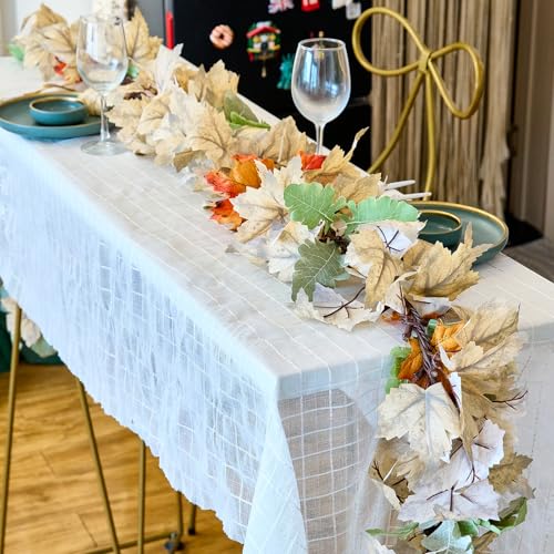9ft Fall Garland Lights with 50 Warm Incandescent Bulbs - Indoor Outdoor Thanksgiving Decor