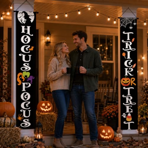 Halloween Door Banner Set - Outdoor Trick or Treat Decorations, 2 Pieces