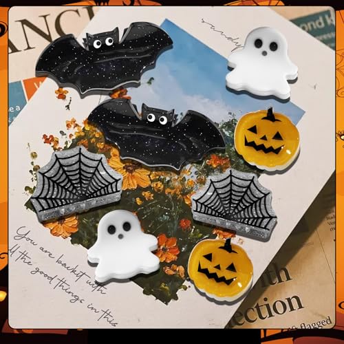 Halloween Claw Clips Set - Spooky Pumpkin Ghost Spider Web Hair Accessories for Kids