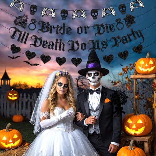 Halloween Bachelorette Party Decorations Set with Banners, Garlands & Hanging Swirls