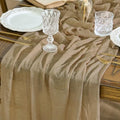 120 Inch Sand Boho Cheesecloth Gauze Wedding Table Runner - Seasonal Decor