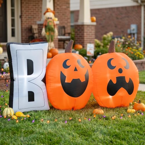 Halloween 6ft Pumpkin Inflatable Decoration - Boo Pumpkin Variation