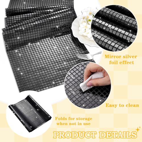 MoKoHouse 10 Pack Black Glitter Disco Table Runners - 13x72 Inches