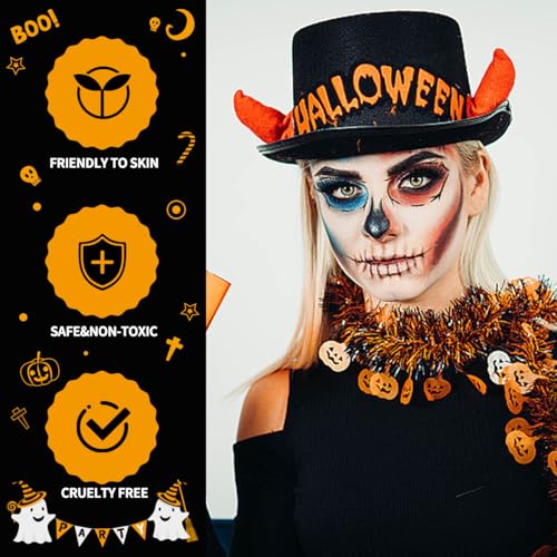 Face Painting Kit with Black White Red Gray - Halloween, Cosplay, SFX Makeup