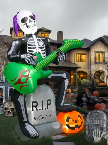 7 FT Halloween Inflatable Skeleton Ghost Outdoor Decorations with LED Lights