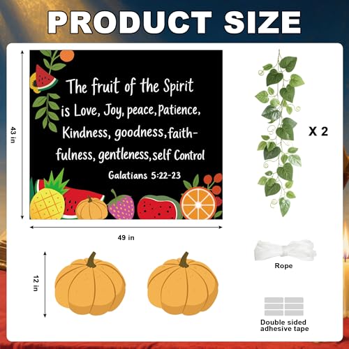 Religious Trunk or Treat Decorations Kit with Bible Verse Banner, Faux Branches & Pumpkins