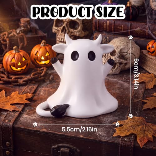 Halloween Ghost Highland Cow Figurine - Mini Resin Decoration Gift - Variation: Highland Cow