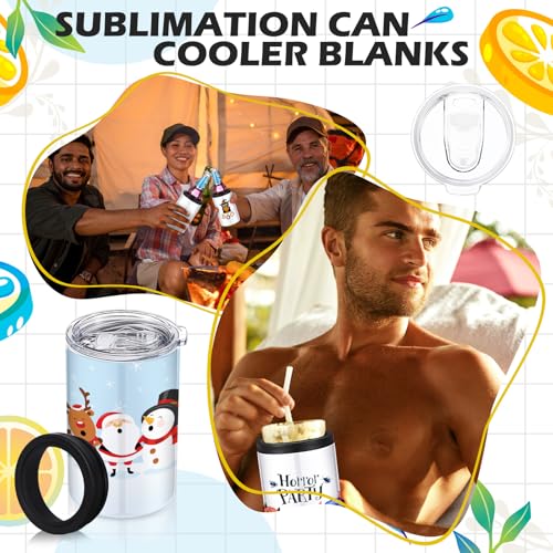 4 Pack Sublimation Insulated Beer Can Cooler 12oz with Interchangeable Lids