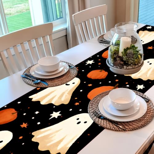 Halloween Table Runner 13x72 Inch Ghost Pumpkin Decor for Dining Table