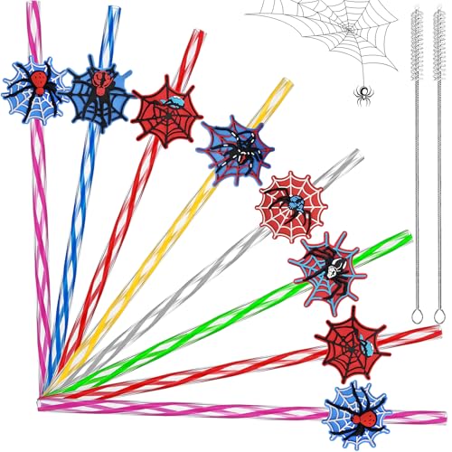 Reusable Spider Web Drinking Straws Set for Halloween & Birthday Parties
