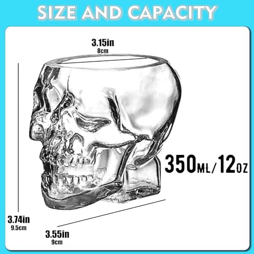 4 Pieces Halloween Skull Glass Wine Glasses - 12oz/350ml Cocktail & Drinkware Set