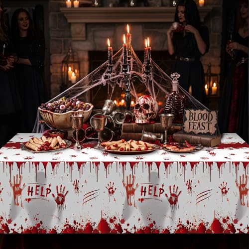 Bloody Halloween Tablecloth 3 Pcs 54x108 Plastic Cover - Festive Party Decor
