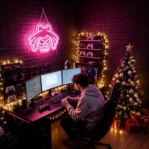 Pink Skull Neon Sign Light Up Letters - CG15 Halloween Party Wall Decor LED Sign