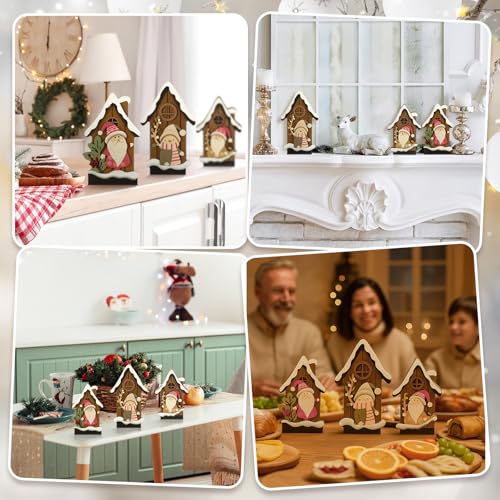 Christmas Wooden Gnome Table Decor Set - House and Gnome Variations