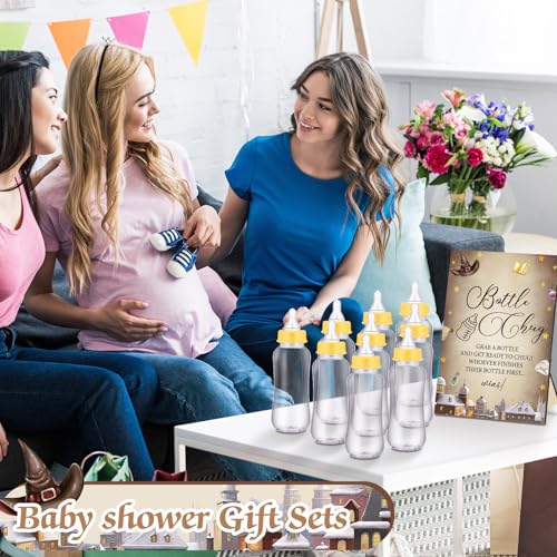 Magical Wizard Baby Shower Game Set with Wooden Sign & 12 Baby Bottles - Dark Color Variation
