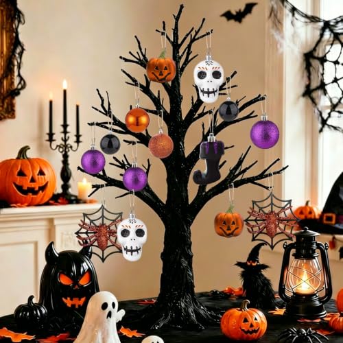 30pcs Shatterproof Halloween Tree Ornaments - Ghost, Skull, Pumpkin & Spider Decorations - Variation of THIS listing