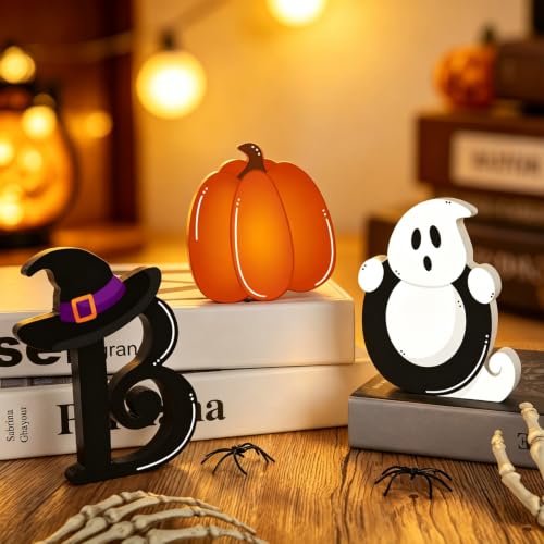 Halloween Ghost Wooden Sign Set - BOO Variation for Indoor Decor