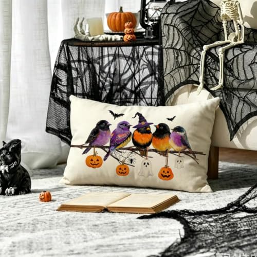 Halloween Pillow Cover 12x20 Inch - Black Pumpkin Pattern for Home Decor - Variation of THIS Listing