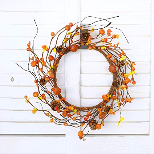 Fall Wreath Berries Seeds and Mini Pinecones - 12 Inch Halloween Thanksgiving Decor - 2 Pieces