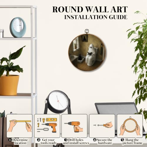 Halloween Ghost Reading Black Cat Bathroom Wall Decor - Variation of Bathroom Ghost