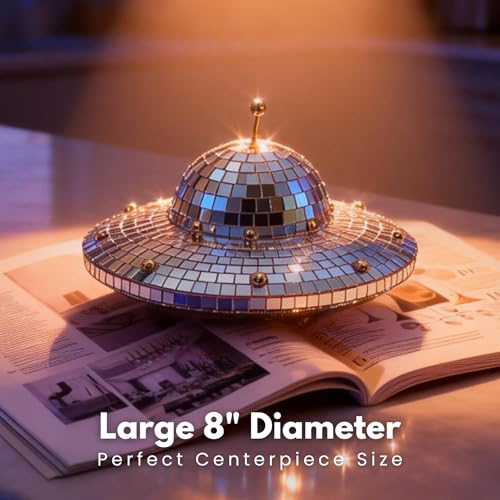 UFO-Shaped Disco Ball Home Decor - Mirror Decorations for Table, Party, Bar, Indoor & Outdoor - 8 x 6 Inch - Variation: Ufo