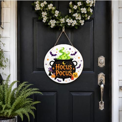Halloween Witch Wood Hanging Sign - Spooky Witchy Wall Decoration H04