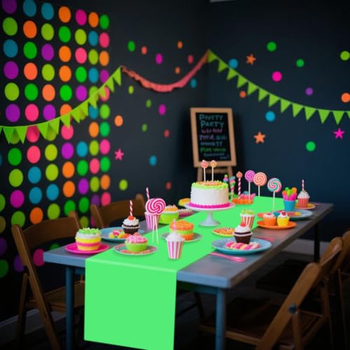 Glow-in-the-Dark Multicolor Plastic Table Runner - 8 Pack for Parties